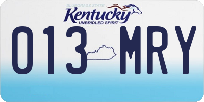 KY license plate 013MRY