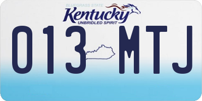 KY license plate 013MTJ
