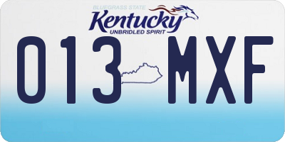 KY license plate 013MXF