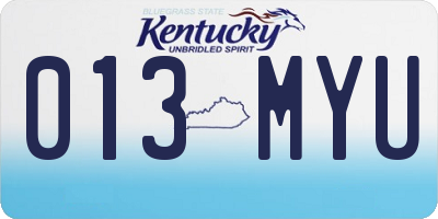 KY license plate 013MYU