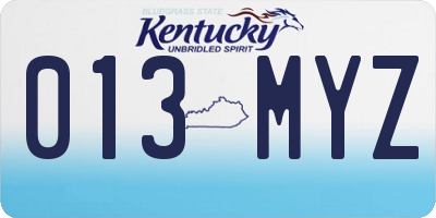 KY license plate 013MYZ