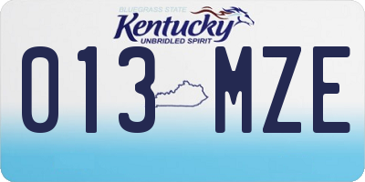 KY license plate 013MZE