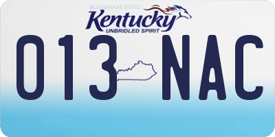 KY license plate 013NAC