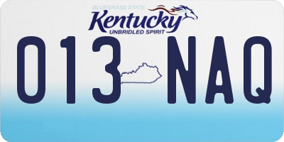 KY license plate 013NAQ