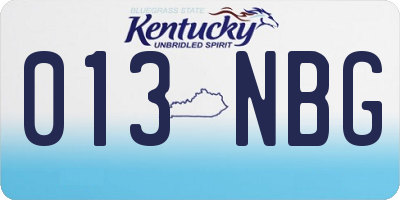 KY license plate 013NBG