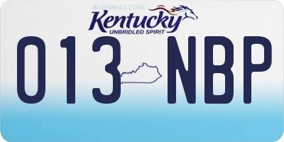 KY license plate 013NBP