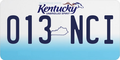 KY license plate 013NCI