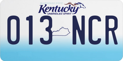 KY license plate 013NCR
