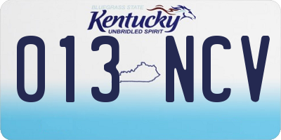 KY license plate 013NCV
