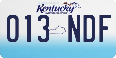 KY license plate 013NDF
