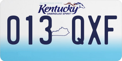 KY license plate 013QXF