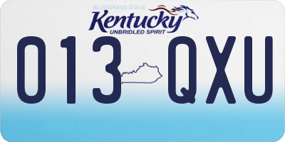 KY license plate 013QXU