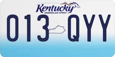 KY license plate 013QYY
