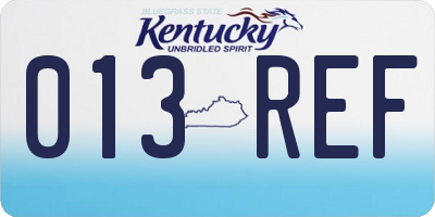 KY license plate 013REF