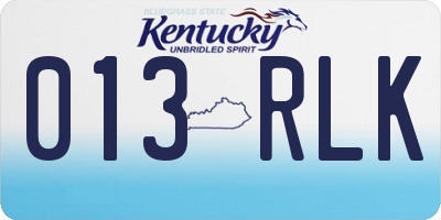KY license plate 013RLK