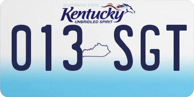 KY license plate 013SGT