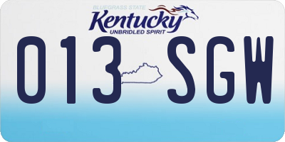 KY license plate 013SGW