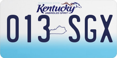 KY license plate 013SGX