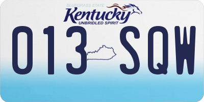 KY license plate 013SQW