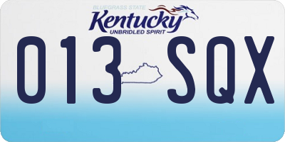 KY license plate 013SQX