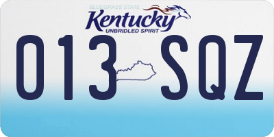 KY license plate 013SQZ