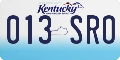 KY license plate 013SRO