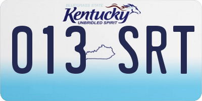KY license plate 013SRT