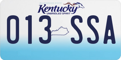KY license plate 013SSA