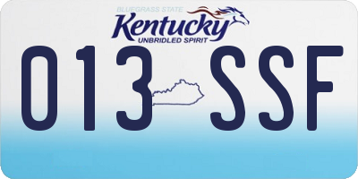KY license plate 013SSF