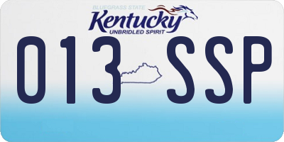 KY license plate 013SSP