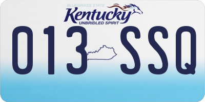 KY license plate 013SSQ