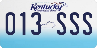 KY license plate 013SSS