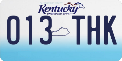 KY license plate 013THK