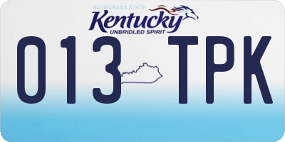KY license plate 013TPK