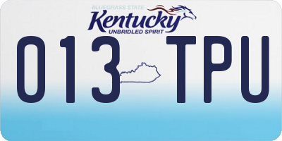 KY license plate 013TPU