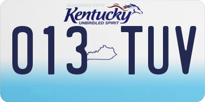 KY license plate 013TUV