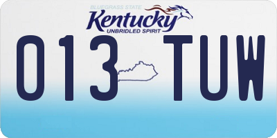 KY license plate 013TUW