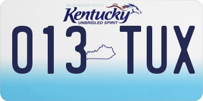 KY license plate 013TUX
