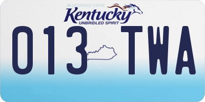 KY license plate 013TWA