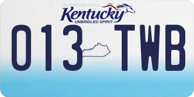 KY license plate 013TWB