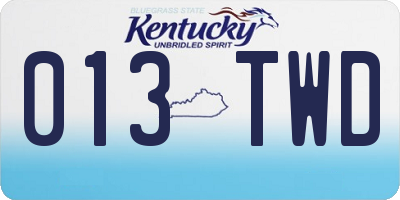 KY license plate 013TWD