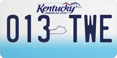 KY license plate 013TWE