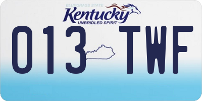 KY license plate 013TWF