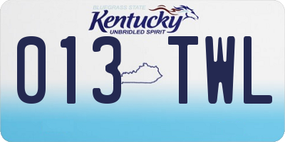 KY license plate 013TWL