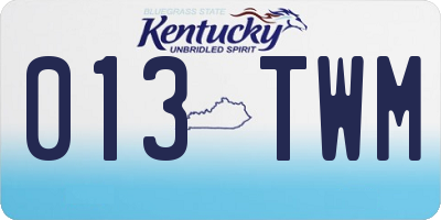 KY license plate 013TWM