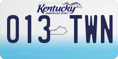 KY license plate 013TWN