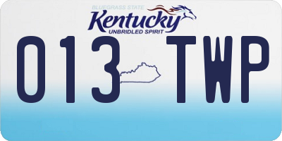 KY license plate 013TWP