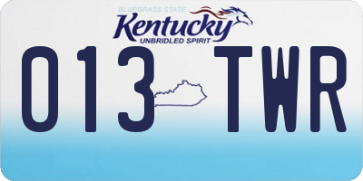 KY license plate 013TWR