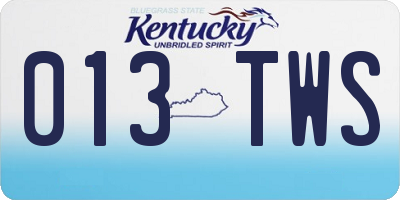 KY license plate 013TWS