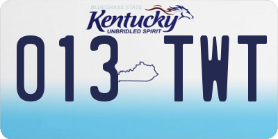 KY license plate 013TWT